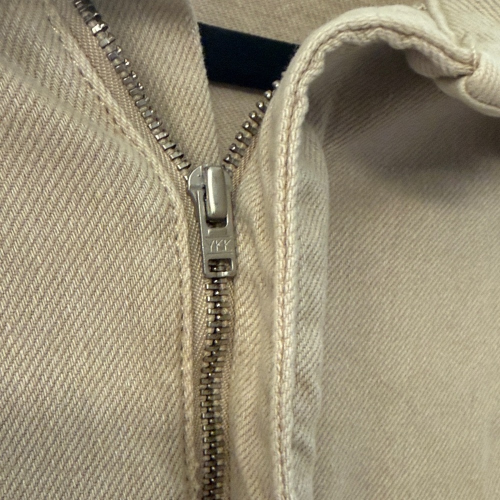 Good American Tan Utility Jean Dress with zip up and buttons. Size Medium - Picture 7 of 11